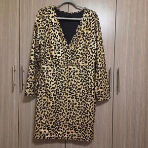 Leopard Print V-Neck Dress